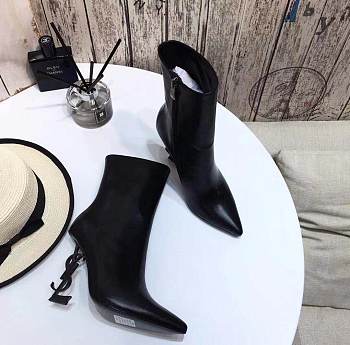 YSL Opyum Leather Ankle Boots All Black