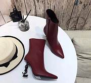 YSL Opyum Leather Ankle Boots Bordeaux - 1