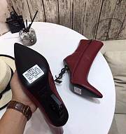 YSL Opyum Leather Ankle Boots Bordeaux - 4