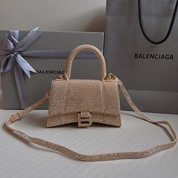 BALENCIAGA | Hourglass XS Handbag With Rhinestones In Gold 19x8x13 cm
