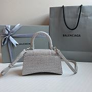 BALENCIAGA | Hourglass XS Handbag With Rhinestones In Silver 19x8x13 cm - 3