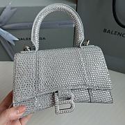 BALENCIAGA | Hourglass XS Handbag With Rhinestones In Silver 19x8x13 cm - 4