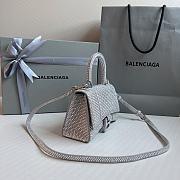 BALENCIAGA | Hourglass XS Handbag With Rhinestones In Silver 19x8x13 cm - 5