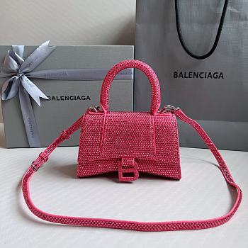 BALENCIAGA | Hourglass XS Handbag With Rhinestones In Pink 19x8x13 cm