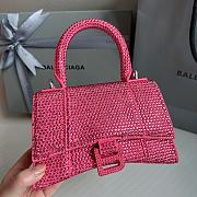 BALENCIAGA | Hourglass XS Handbag With Rhinestones In Pink 19x8x13 cm - 6