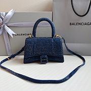 BALENCIAGA | Hourglass XS Handbag With Rhinestones In Blue 19x8x13 cm - 1