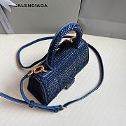 BALENCIAGA | Hourglass XS Handbag With Rhinestones In Blue 19x8x13 cm - 5