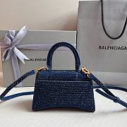BALENCIAGA | Hourglass XS Handbag With Rhinestones In Blue 19x8x13 cm - 4