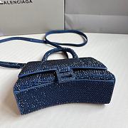 BALENCIAGA | Hourglass XS Handbag With Rhinestones In Blue 19x8x13 cm - 3