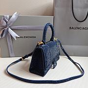 BALENCIAGA | Hourglass XS Handbag With Rhinestones In Blue 19x8x13 cm - 2