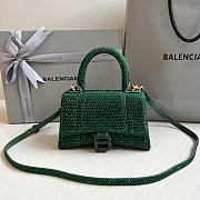 BALENCIAGA | Hourglass XS Handbag With Rhinestones In Green 19x8x13 cm - 1