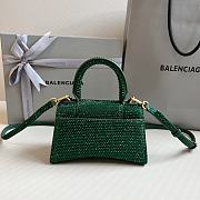 BALENCIAGA | Hourglass XS Handbag With Rhinestones In Green 19x8x13 cm - 6