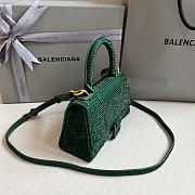 BALENCIAGA | Hourglass XS Handbag With Rhinestones In Green 19x8x13 cm - 3