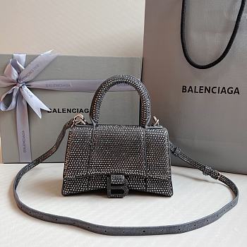 BALENCIAGA | Hourglass XS Handbag With Rhinestones In Grey 19x8x13 cm