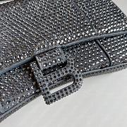 BALENCIAGA | Hourglass XS Handbag With Rhinestones In Grey 19x8x13 cm - 3