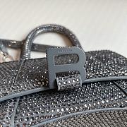 BALENCIAGA | Hourglass XS Handbag With Rhinestones In Grey 19x8x13 cm - 5