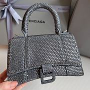 BALENCIAGA | Hourglass XS Handbag With Rhinestones In Grey 19x8x13 cm - 6