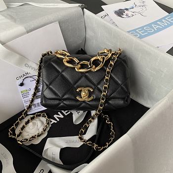 Chanel Mini Flap Bag With Big Chain Black AS3365 size 17x8.5x11.5 cm