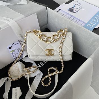 Chanel Mini Flap Bag With Big Chain White AS3365 size 17x8.5x11.5 cm