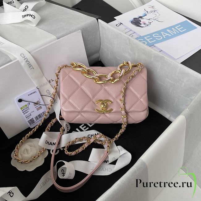 Chanel Mini Flap Bag With Big Chain Light Pink AS3365 size 17x8.5x11.5 cm - 1