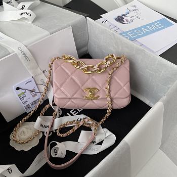 Chanel Mini Flap Bag With Big Chain Light Pink AS3365 size 17x8.5x11.5 cm