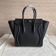 CELINE | Micro Luggage Handbag Drummed Calfskin Black 27x27x15 cm - 4