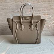 CELINE | Micro Luggage Handbag Drummed Calfskin Souris 27x27x15 cm - 3