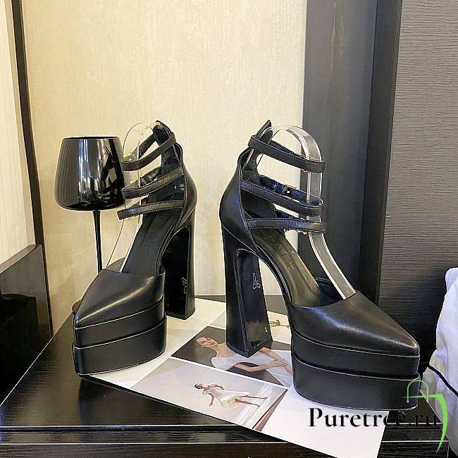 Versace Ankle Strap Pumps Black Heel 14.5 cm - 1