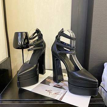 Versace Ankle Strap Pumps Black Heel 14.5 cm