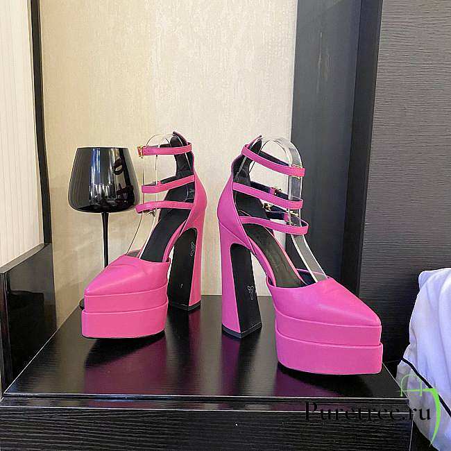 Versace Ankle Strap Pumps Pink Heel 14.5 cm - 1