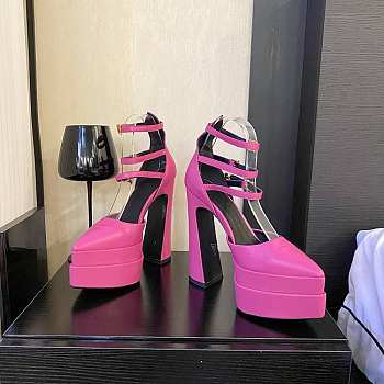 Versace Ankle Strap Pumps Pink Heel 14.5 cm