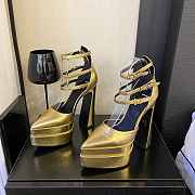 Versace Ankle Strap Pumps Gold Heel 14.5 cm - 5