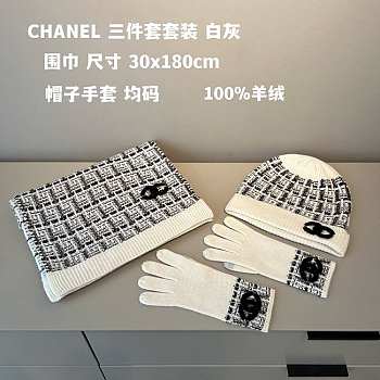 Chanel Set Gloves, Scarf, Hat
