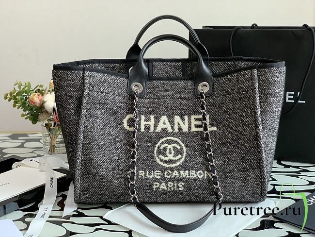 CHANEL | Deauville Large Tote Bag Black 38 cm - 1