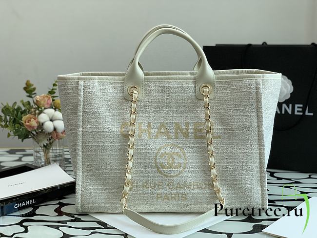 CHANEL | Deauville Large Tote Bag White 38 cm - 1