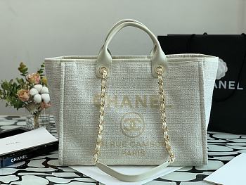 CHANEL | Deauville Large Tote Bag White 38 cm
