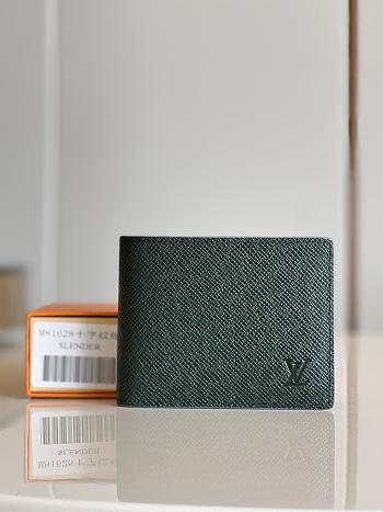 Louis Vuitton | Slender Wallet Dark Green Taiga Leather size 11x8.5x2 cm