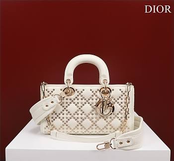 DIOR | Lady D-Joy White Cannage Lambskin with Bead Embroidery 26 cm