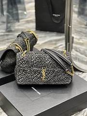 YSL Jamie Raffia & Leather Bag in Black 515821 size 25x15x7.5 cm - 1