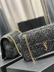YSL Jamie Raffia & Leather Bag in Black 515821 size 25x15x7.5 cm - 6
