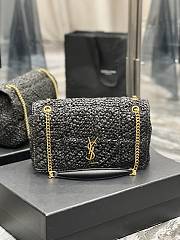 YSL Jamie Raffia & Leather Bag in Black 515821 size 25x15x7.5 cm - 4