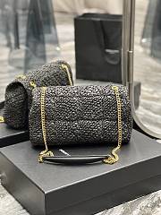 YSL Jamie Raffia & Leather Bag in Black 515821 size 25x15x7.5 cm - 3