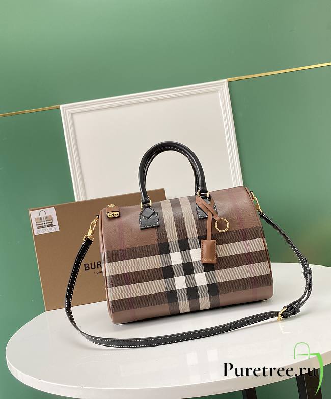 Burberry Medium Check Bowling Bag Dark Brown size 30x15x21 cm - 1