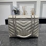 YSL Loulou Medium Gray Leather Silver Hardware size 30x22x10 cm - 5