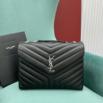 YSL Loulou Medium Bag Black Silver Hardware size 31x23x10 cm