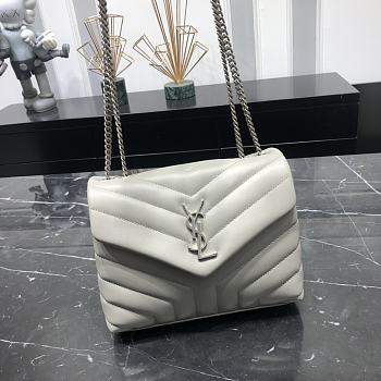 YSL Loulou Small Gray Leather Silver Hardware 494699 size 23x17x9 cm