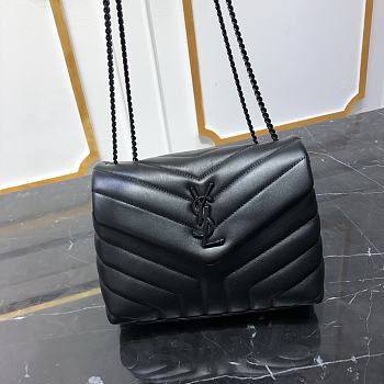 YSL Loulou Small Black Leather Black Hardware 494699 size 23x17x9 cm