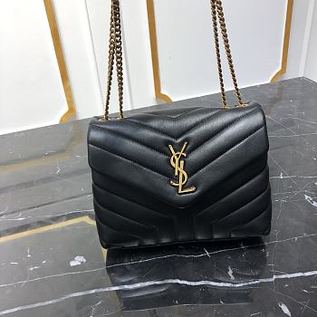 YSL Loulou Small Black Leather Golden Hardware 494699 size 23x17x9 cm
