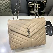 YSL Loulou Medium Beige Leather Silver Hardware size 30x22x10 cm - 1