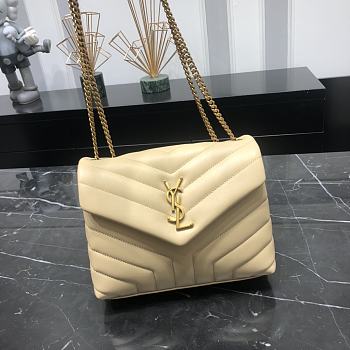 YSL Loulou Small Beige Leather Golden Hardware size 23x17x9 cm